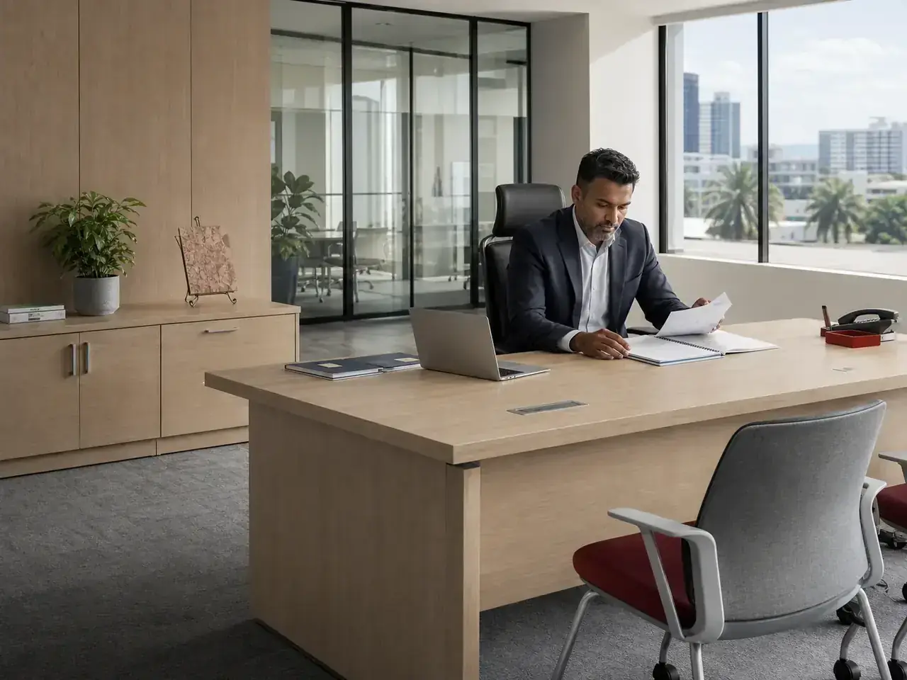 Executive desks workspace scene