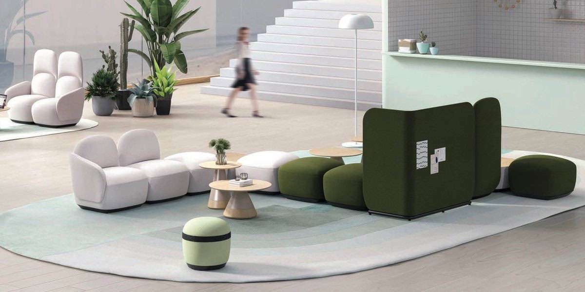 Modern office reception and lounge seating